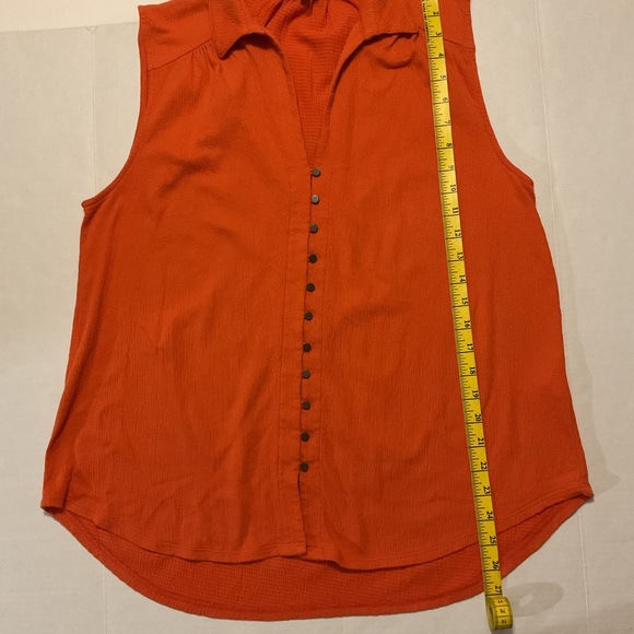 Lucky Brand Women’s Button Down Tank Top Orange Collared - Picture 3 of 9